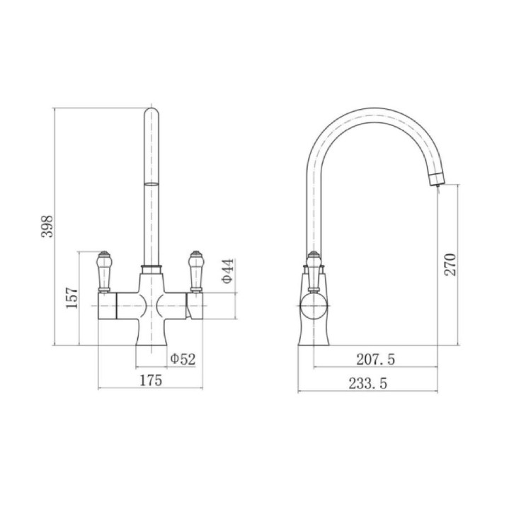 Chrome 3 in 1 Traditional Boiling Water Kitchen Mixer Tap - Pronto Astrid