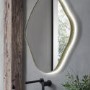 Pebble Brass Backlit Heated Bathroom Mirror with Lights 760 x 800mm - Aster