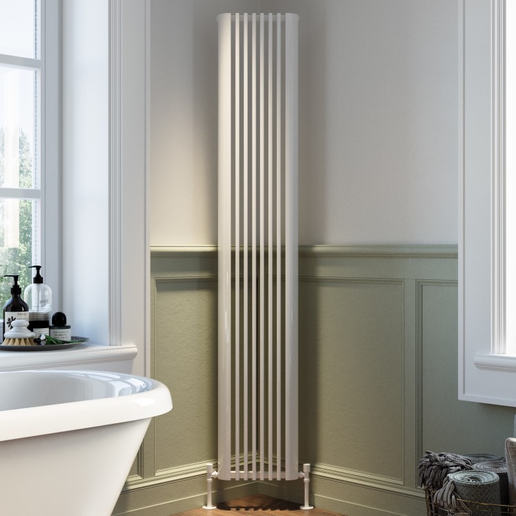 White Vertical Single Panel Corner Traditional Radiator 1800 x 315mm – Aster