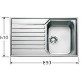 Franke ASX611 Ascona Single Bowl Stainless Steel Sink with Reversible Drainer