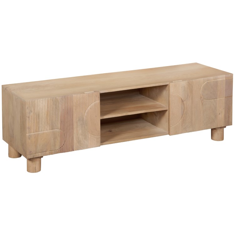 Solid Mango Wood TV Unit with Shelves- TV's up to 60" - Austin