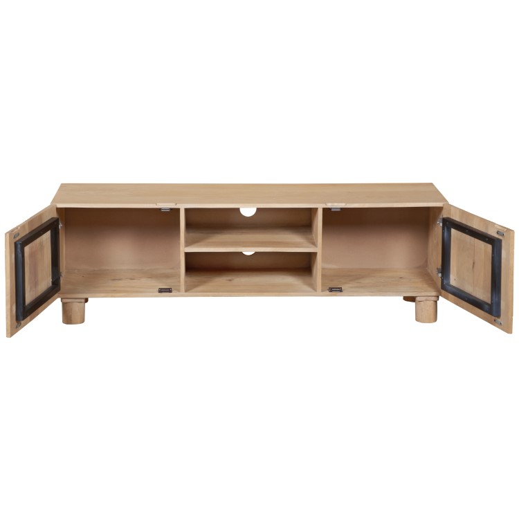 Solid Mango Wood TV Unit with Shelves- TV's up to 60" - Austin