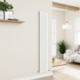 Eco Eleganza White Vertical Flat Designer Aluminium Radiator 1800x300mm Double Panel 2928 BTU