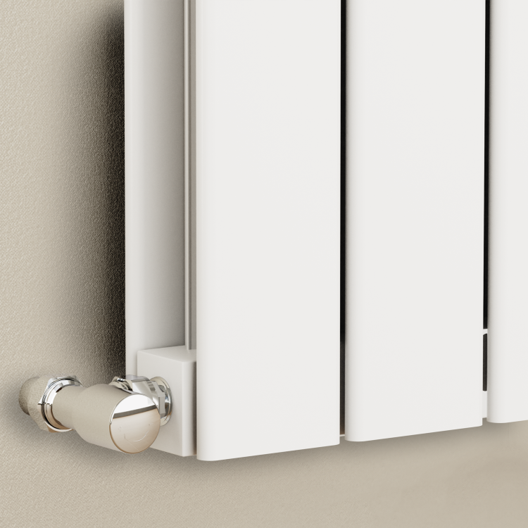 Eco Eleganza White Vertical Flat Designer Aluminium Radiator 1600x375mm Double Panel 3374 BTU