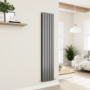 Eco Eleganza Anthracite Vertical Flat Designer Aluminium Radiator 1800x375mm Double Panel 3660 BTU