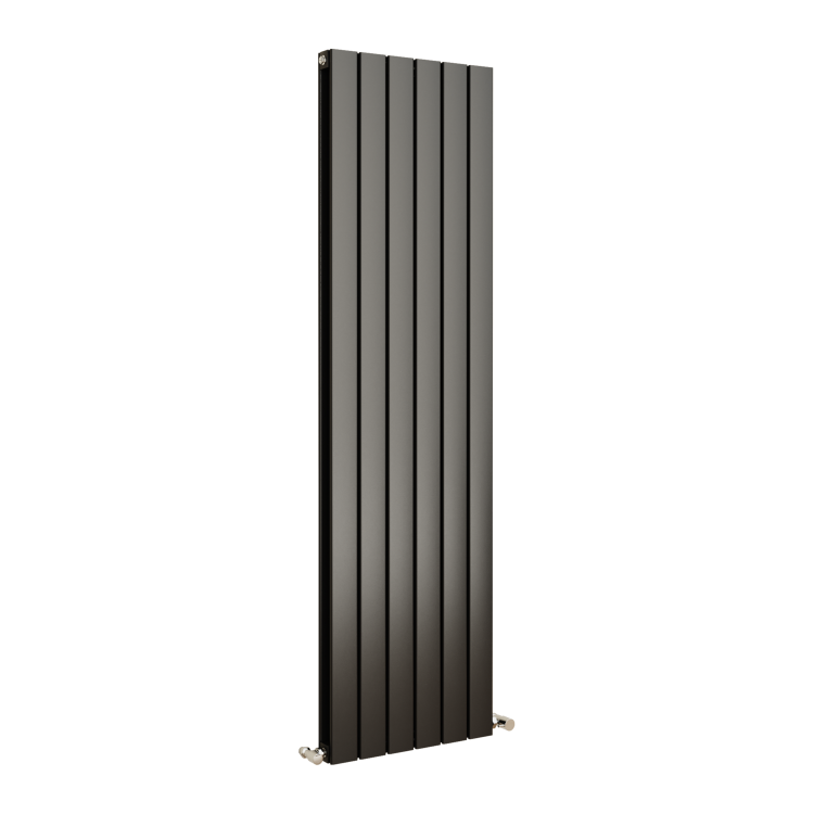 Eco Eleganza Midnight Black Vertical Flat Designer Aluminium Radiator 1600x450mm Double Panel 4049 BTU