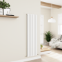 Eco Eleganza White Vertical Flat Designer Aluminium Radiator 1600x450mm Double Panel 4049 BTU