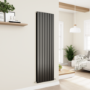 Eco Eleganza Midnight Black Vertical Flat Designer Aluminium Radiator 1800x525mm Double Panel 5124 BTU