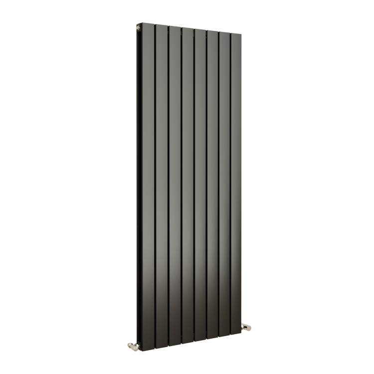 Eco Eleganza Midnight Black Vertical Flat Designer Aluminium Radiator 1600x600mm Double Panel 5398 BTU