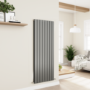 Eco Eleganza Anthracite Vertical Flat Designer Aluminium Radiator 1600x600mm Double Panel 5398 BTU