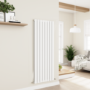 Eco Eleganza White Vertical Flat Designer Aluminium Radiator 1600x600mm Double Panel 5398 BTU