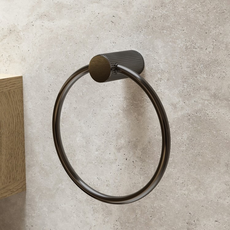 Gunmetal Knurled Towel Ring - Arissa