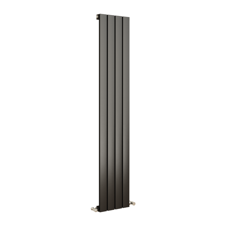 Eco Eleganza Midnight Black Vertical Flat Designer Aluminium Radiator 1600x300mm Single Panel 2036 BTU