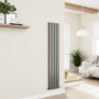 Eco Eleganza Anthracite Vertical Flat Designer Aluminium Radiator 1600x300mm Single Panel 2036 BTU