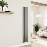 Eco Eleganza Anthracite Vertical Flat Designer Aluminium Radiator 1800x300mm Single Panel 2258 BTU