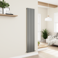 Eco Eleganza Anthracite Vertical Flat Designer Aluminium Radiator 1800x375mm Single Panel 2823 BTU