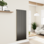 Eco Eleganza Midnight Black Vertical Flat Designer Aluminium Radiator 1600x600mm Single Panel 4073 BTU