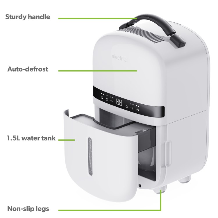 electriQ 5L Quiet Compact Compressor Dehumidifier - White