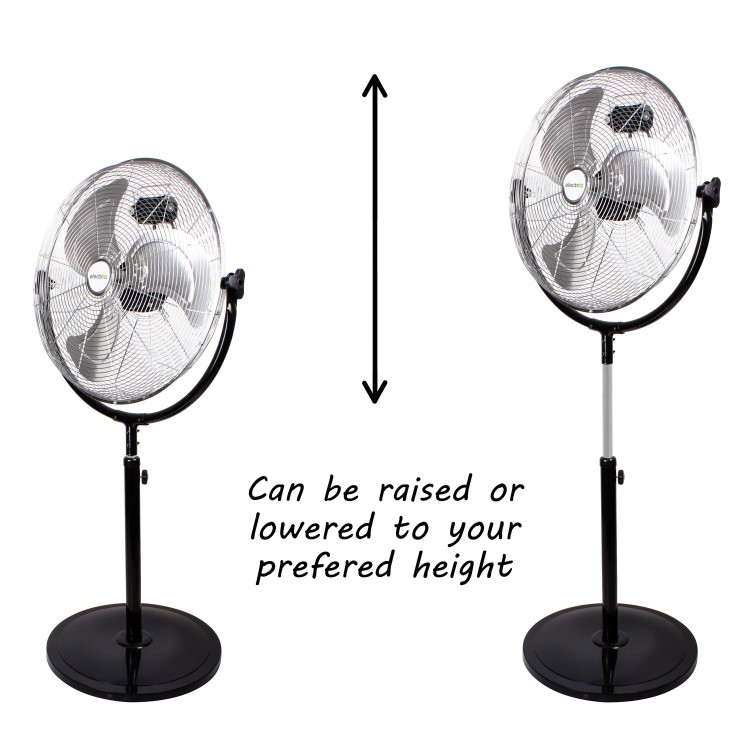 GRADE A3 - electriQ 20 Inch High velocity Pedestal Fan with adjustable Stand - Chrome