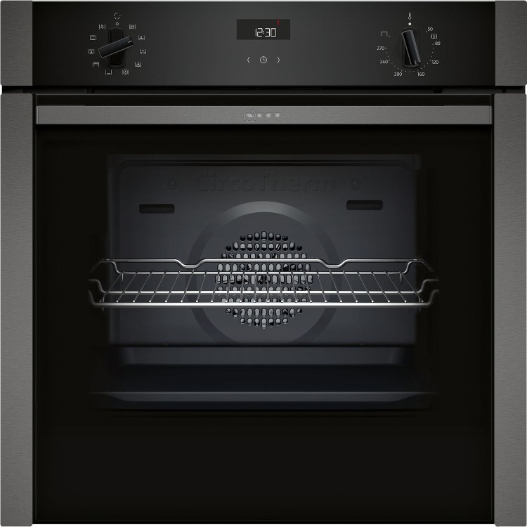 Refurbished Neff N50 Slide & Hide B3ACE4HG0B 60cm Single Built In Electric Oven Graphite Grey