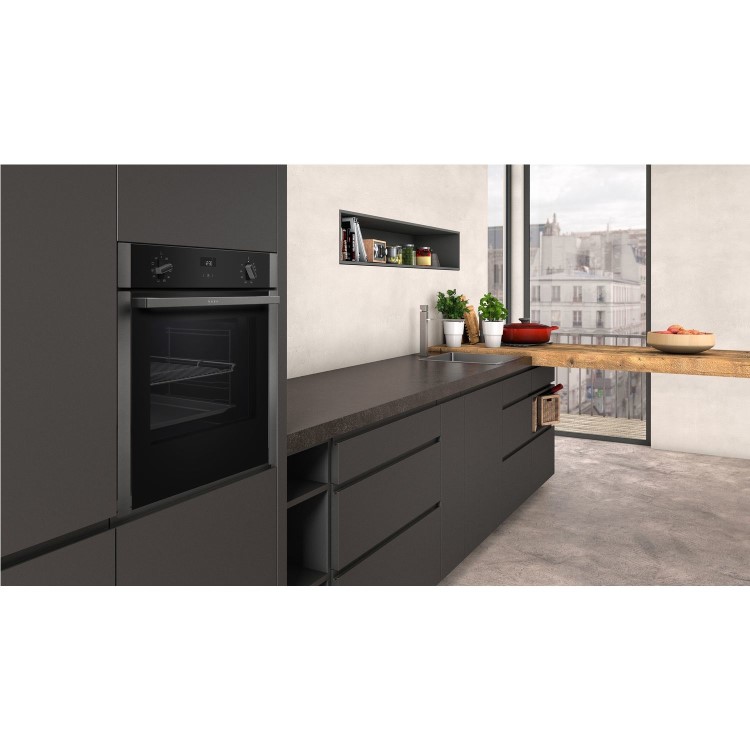 Refurbished Neff N50 Slide & Hide B3ACE4HG0B 60cm Single Built In Electric Oven Graphite Grey