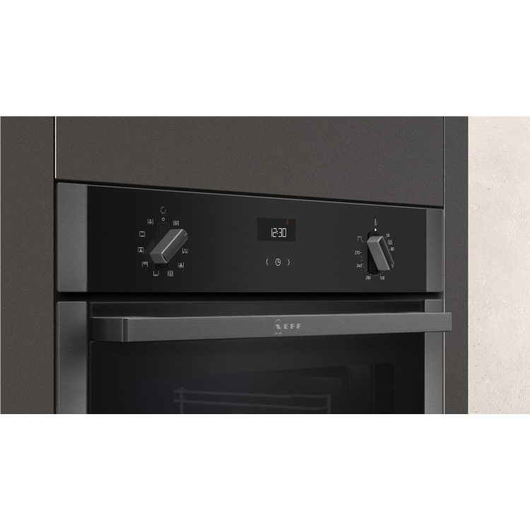 Refurbished Neff N50 Slide & Hide B3ACE4HG0B 60cm Single Built In Electric Oven Graphite Grey