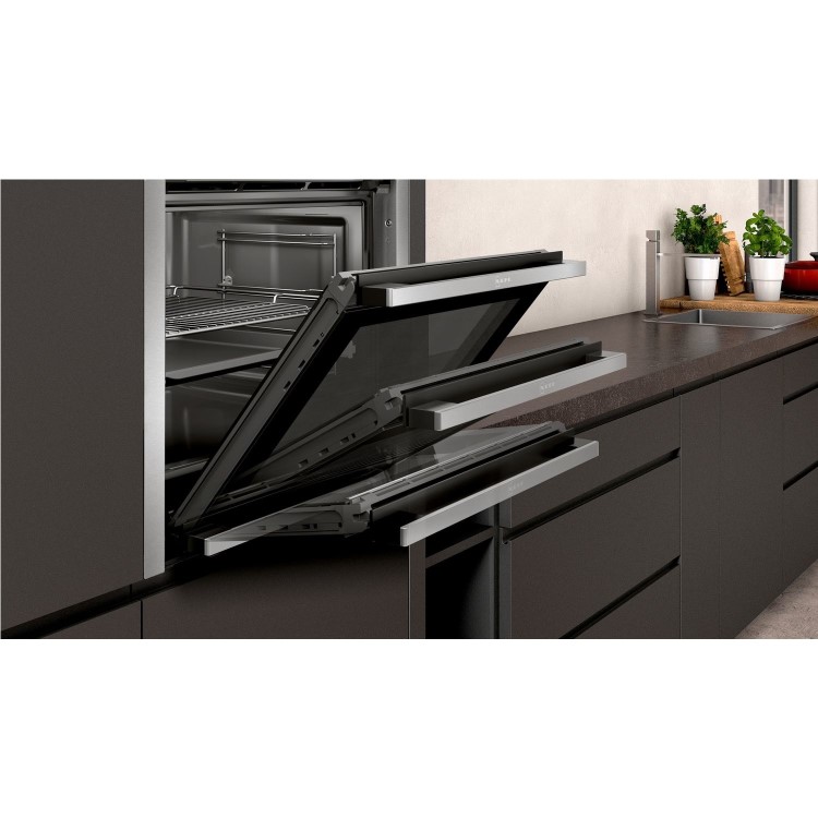 Neff N50 Slide & Hide 8 Function Pyrolytic Self Cleaning Single Oven with Meatprobe - Stainless Steel