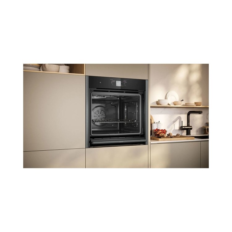 Neff N90 Slide & Hide Electric Single Oven - Graphite Grey