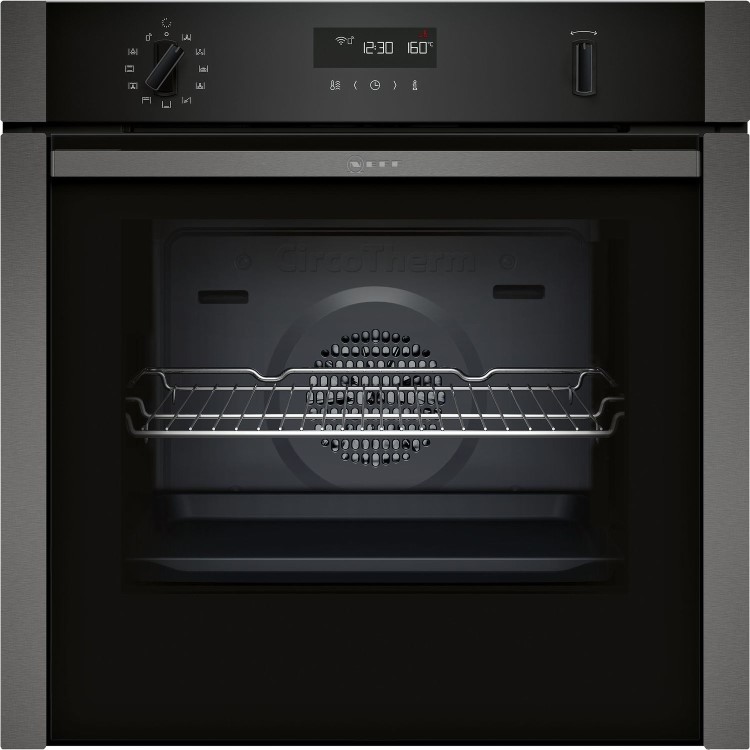 Refurbished Neff N50 B6ACH7HG0B 60cm Slide & Hide Single Built In Electric Oven Graphite Grey