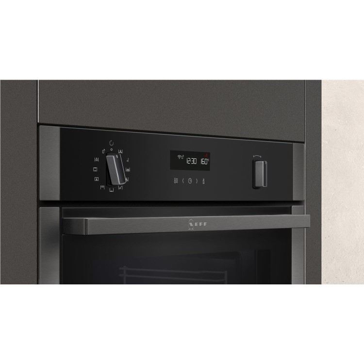 Refurbished Neff N50 B6ACH7HG0B 60cm Slide & Hide Single Built In Electric Oven Graphite Grey