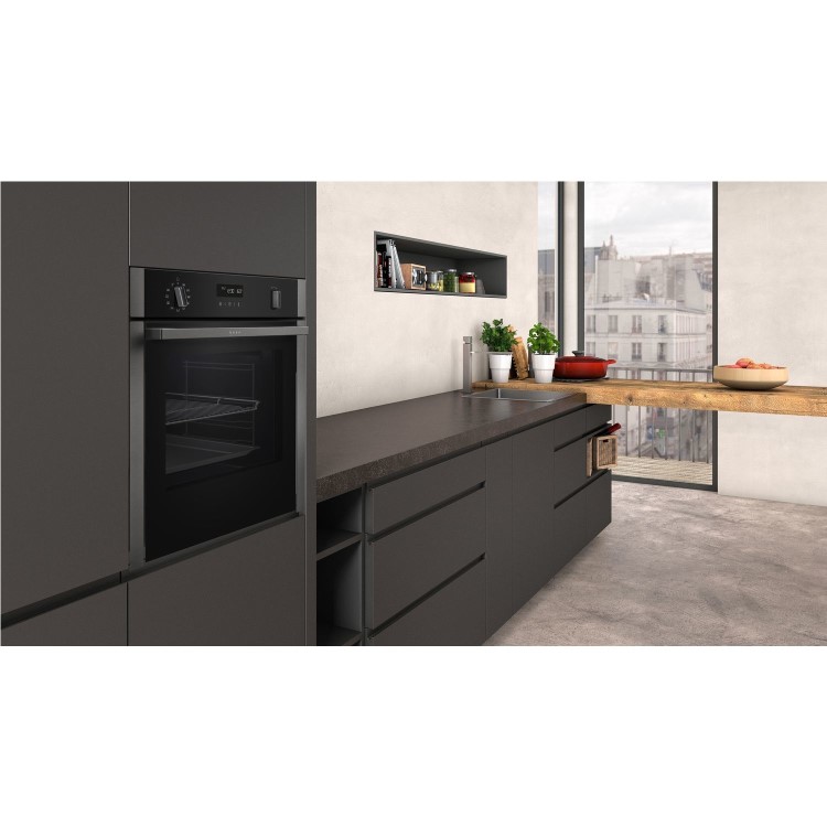 Refurbished Neff N50 B6ACH7HG0B 60cm Slide & Hide Single Built In Electric Oven Graphite Grey