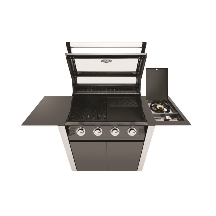 BeefEater 1600E Series - 4 Burner Gas BBQ Grill & Side Burner Trolley - Dark