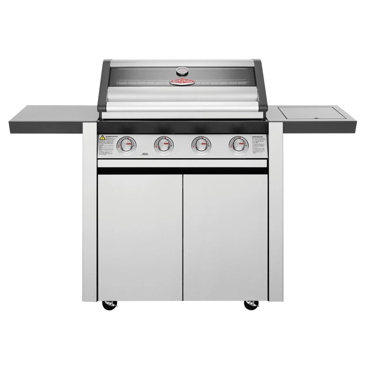 BeefEater 1600S Series - 4 Burner Gas BBQ Grill & Side Burner Trolley - Silver