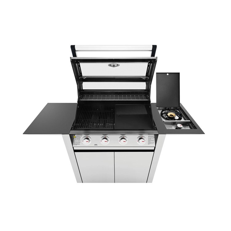 BeefEater 1600S Series - 4 Burner Gas BBQ Grill & Side Burner Trolley - Silver