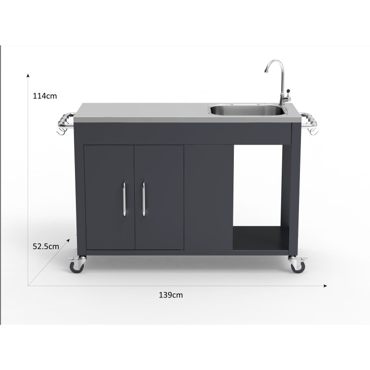 Refurbished Boss Grill BBQ Serving Trolley with Sink