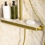 Brushed Brass Thermostatic Mixer Shower Set with Push Button & Shelf - Mika