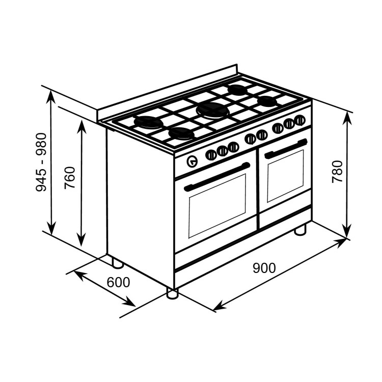 Baumatic BCD925BL Twin Cavity 90cm Dual Fuel Range Cooker - Black