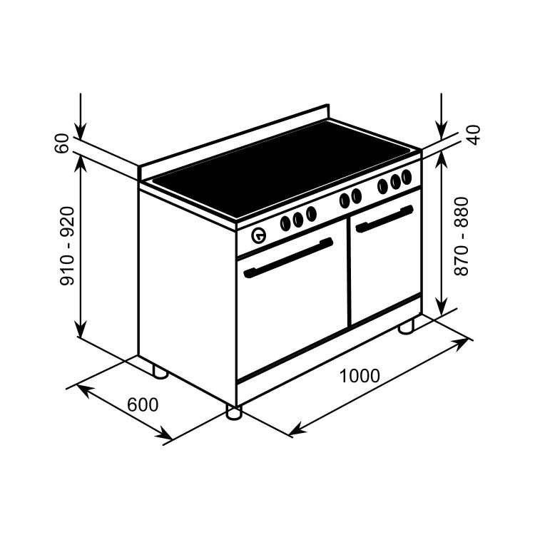 Baumatic BCE1025SS Twin Cavity 100cm Electric Range Cooker With Ceramic Hob - Stainless Steel