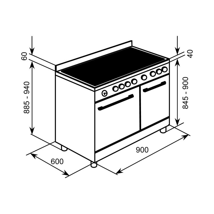 Baumatic BCE925SS Twin Cavity 90cm Electric Range Cooker With Ceramic Hob - Stainless Steel