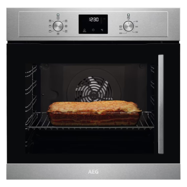 AEG 3000 Series Electric Single Oven with Left Hand Opening Door - Stainless Steel