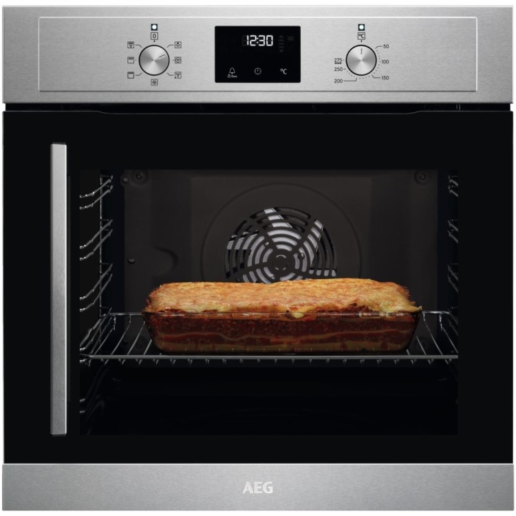 AEG 3000 Series Electric Single Oven with Right Hand Opening Door - Stainless Steel