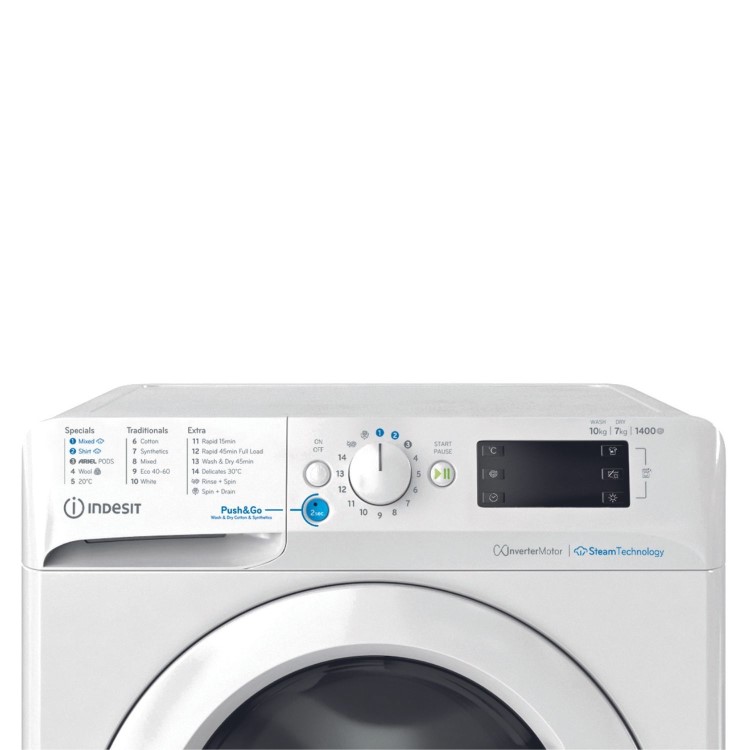 Refurbished Indesit BDE107436WVUK Freestanding 10/7KG 1400 Spin Washer Dryer White