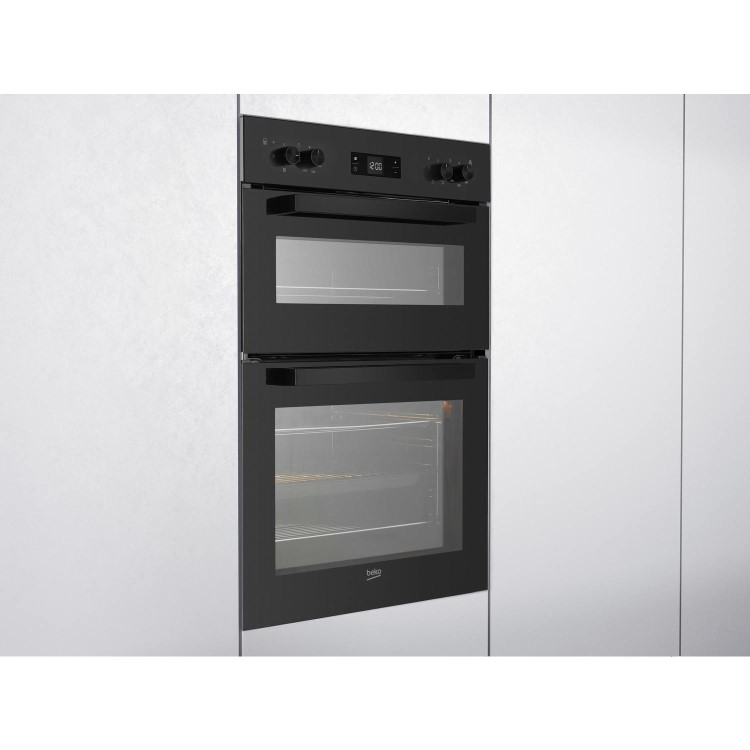 Beko BDF22300B Large Capacity Electric Built In Double Oven - Black