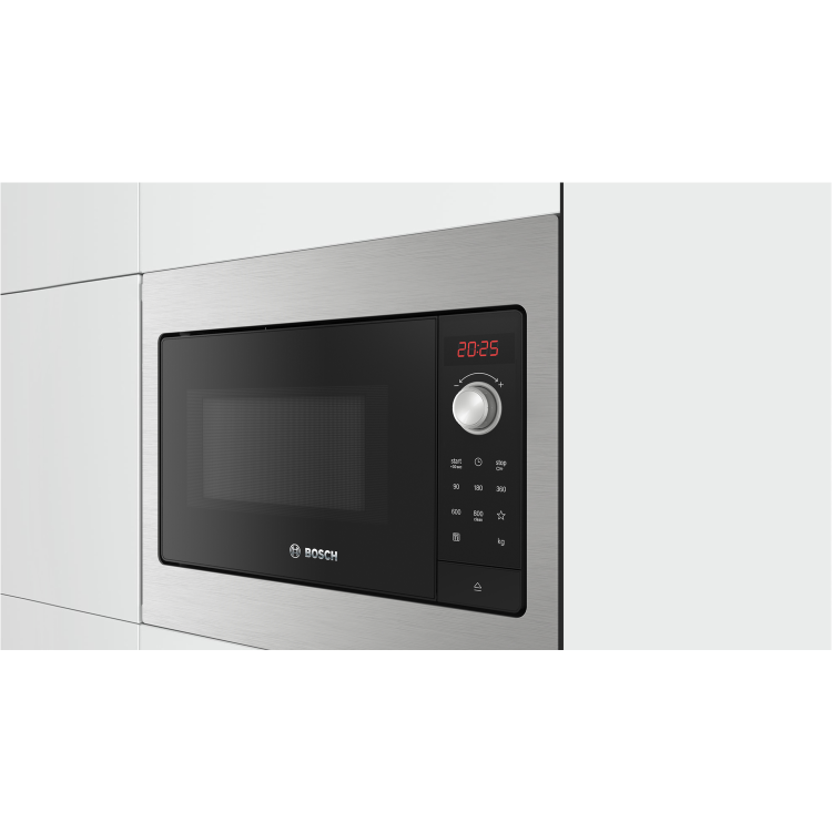 Refurbished Bosch Series 2 BFL523MS3B Built In 20L 800W Microwave Black With Steel Trim