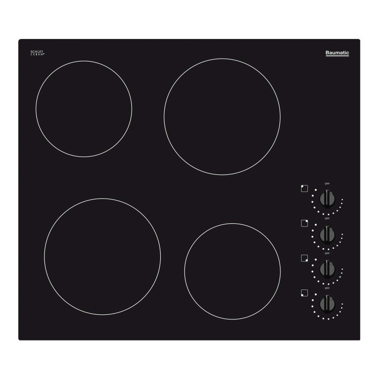 Baumatic BHC602 Four Zone 60cm Ceramic Hob with Black Glass