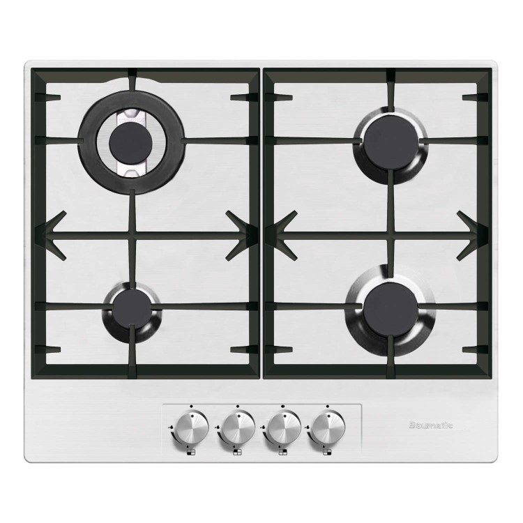 BAUMATIC BHG695SS Black-line 4 Burner 60cm Wide Gas Hob - Stainless Steel