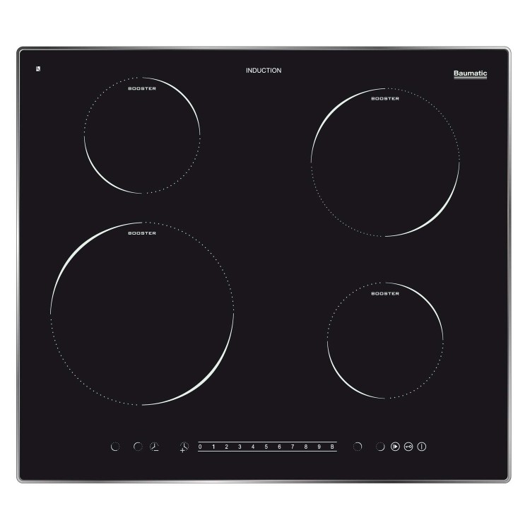 Baumatic BHI645SS Premium-line 52cm Wide Touch Control Four Zone Induction Hob - Black