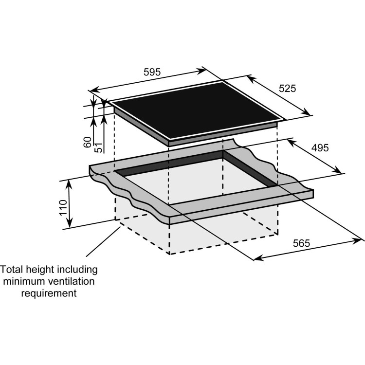 Baumatic BHI645SS Premium-line 52cm Wide Touch Control Four Zone Induction Hob - Black