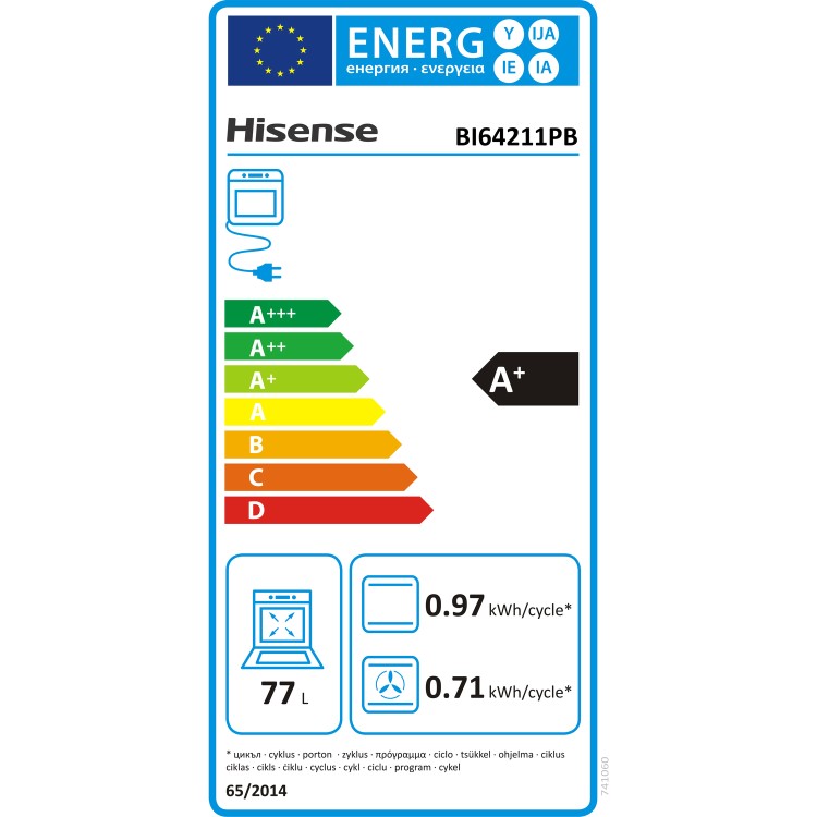 Refurbished Hisense BI64211PB 60cm Single Built In Electric Oven with Pyrolytic Cleaning Black