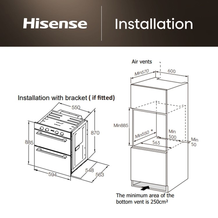 Hisense Hi6 Electric Built-In Double Oven - Stainless Steel